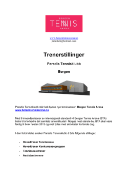 Trenerstillinger Paradis Tennisklubb Bergen