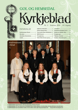 Kyrkjebladet nr. 3 2014 - Hemsedal kyrkjelege fellesråd