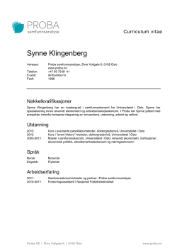 CV Synne Klingenberg - Proba samfunnsanalyse
