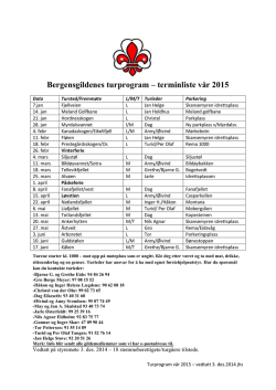 Bergensgildenes turprogram – terminliste vår 2015