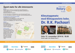 Dr. R.K. Pachauri - Oslo Vest Rotary Klubb