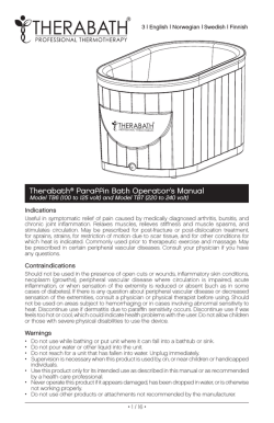 Therabath® Paraffin Bath Operator`s Manual