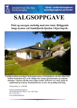 SALGSOPPGAVE - Advokatfirmaet Olav Hana