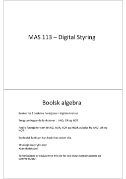 MAS 113 – Digital Styring Boolsk algebra