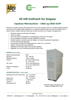 65 kW Biogass produktblad - norsk