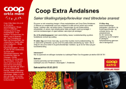 Coop Extra Åndalsnes Søker tilkallingshjelp/ferievikar med