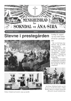Høst 2014 - Sokndal kirkelige fellesråd