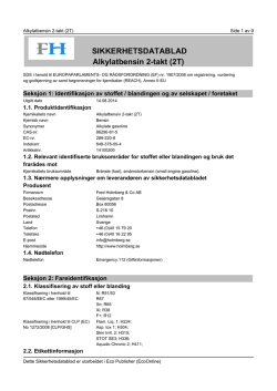SIKKERHETSDATABLAD Alkylatbensin 2-takt (2T)