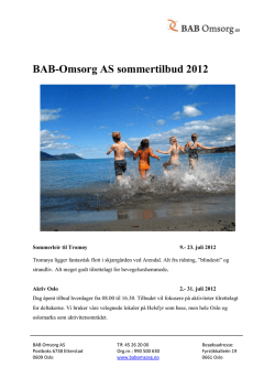 Sommeravlastning 2012 BAB Omsorg