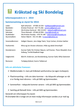 Medlemsinfo 1-2014 - Kråkstad og Ski Bondelag