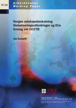 Norges selskapsbeskatning Globaliseringsutfordringer og