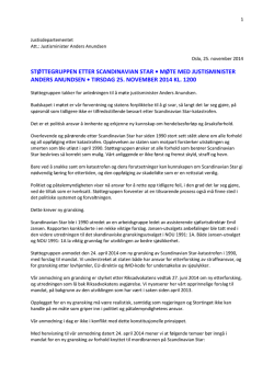 brev til justisminister Anders Anundsen datert 25. november 2014
