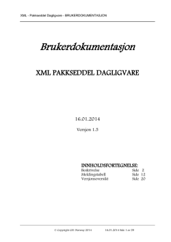 XML PAKKSEDDEL DAGLIGVARE BRUKERDOK v1.5