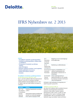 IFRS Nyhetsbrev nr. 2 2013