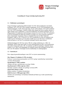 Årsmelding for Norges kristelige legeforening 2013 1.1