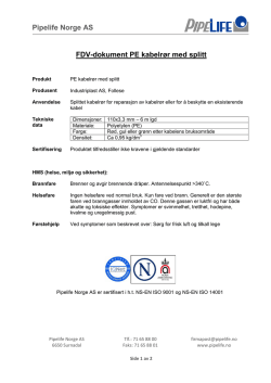 Pipelife Norge AS FDV-dokument PE kabelrør med splitt