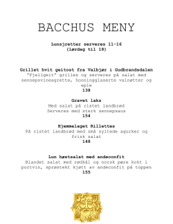 BACCHUS MENY - Velkommen til Cafe Bacchus!