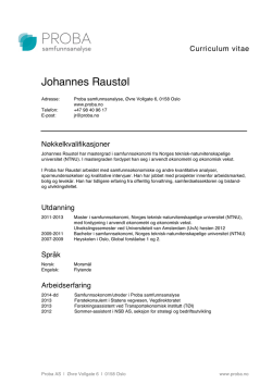 CV Johannes Raustøl - Proba samfunnsanalyse