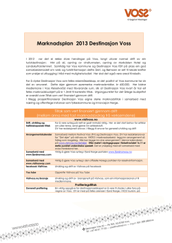 Marknadsplan 2013 Destinasjon Voss