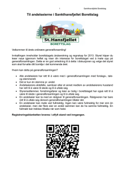 Til andelseierne i Sankthansfjellet Borettslag