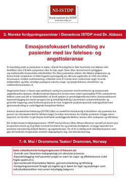 Det 3. Norske ISTDP fordypningsseminar med Dr. Allan - N
