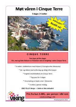 Møt våren i Cinque Terre 5 dager / 4 netter