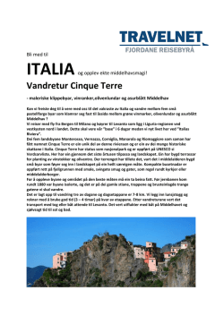 Vandretur Cinque Terre - Travelnet Fjordane Reisebyrå AS