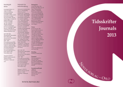 Tidsskrifter Journals 2013 - Norsk Lingvistisk Tidsskrift