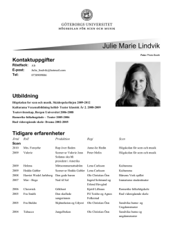 Julie Marie Lindvik - Högskolan för scen och musik