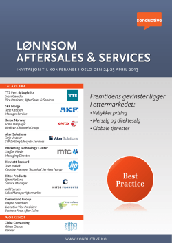 AFTERSALES & SERVICES RVICES LøNNSOM