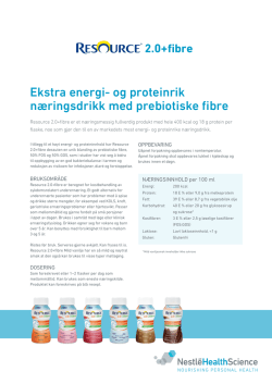 Ekstra energi- og proteinrik næringsdrikk med prebiotiske fibre
