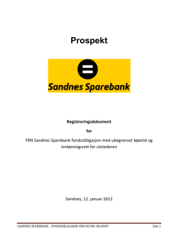 Prospekt - Sandnes Sparebank