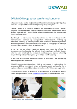 DAMVAD Norge søker samfunnsøkonomer