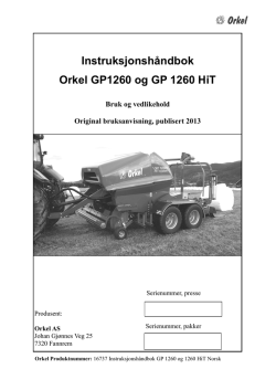 Instruksjonshåndbok Orkel GP1260 og GP 1260 HiT
