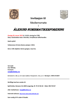 28. januar - Ålesund Numismatikerforening