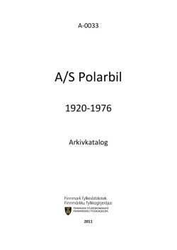 A/S Polarbil 1920-1976 - Finnmark fylkesbibliotek