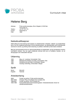 CV Helene Berg - Proba samfunnsanalyse