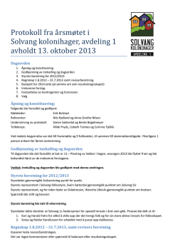 Protokoll fra årsmøtet 13 10 2013 - Solvang kolonihager – avdeling 1
