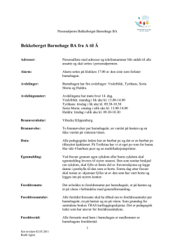 Bekkeberget Barnehage BA fra A til Å