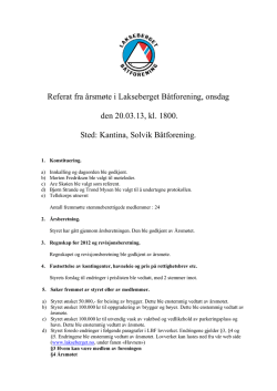 Referat fra årsmøte i Lakseberget Båtforening, onsdag den 20.03.13