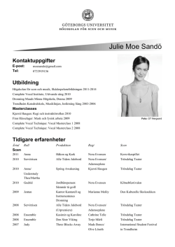 CV Julie Moe Sandø - Högskolan för scen och musik