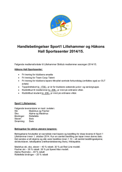 Medlemsfordeler HHall og Sport1 Lillehammer 2014/15