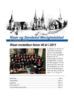 Nummer 1, vinteren 2011 - Risør kirkelige fellesråd