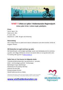 Utleie av sykler i Haldenkanalen Regionalpark – plakat