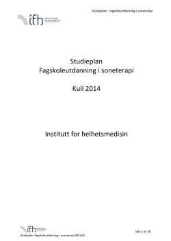 Studieplan 2014 - Institutt for helhetsmedisin