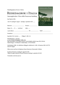 Påmeldingsskjema - Reisedagbok i Italia