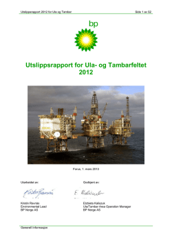 Utslippsrapport for Ula- og Tambarfeltet 2012