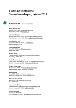 E-post og telefonliste Steinerbarnehagen, høsten 2013