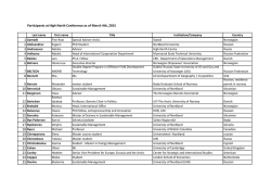 Participants at High North Conference as of March 4th, 2015