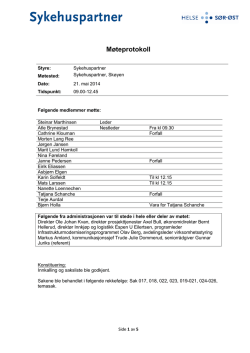 Godkjent protokoll fra driftsstyremøte Sykehuspartner 21. mai 2014